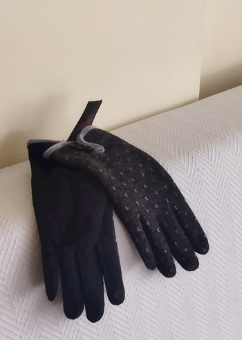 Düğmeli Gri Kadın Eldiveni - Görsel 5