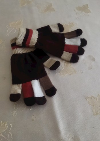 Erkek Çocuk Örgü Kahverengi Eldiven - Görsel 3