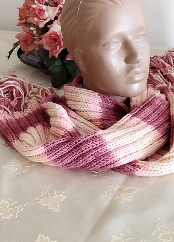 Uzun Ebruli el örgüsü atkı - Görsel 3