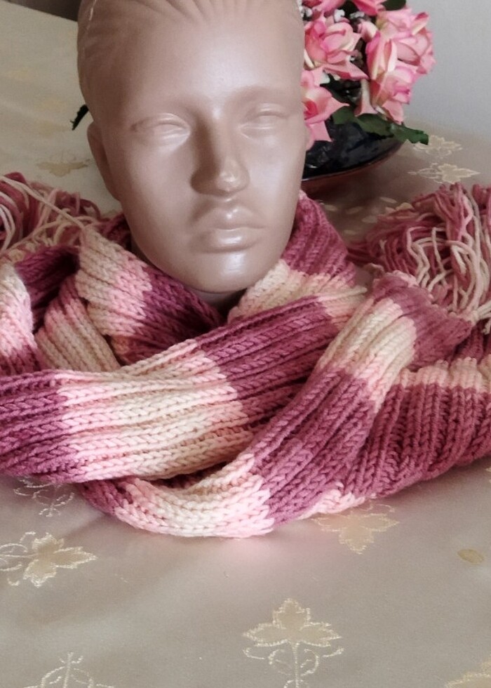 Uzun Ebruli el örgüsü atkı - Görsel 2