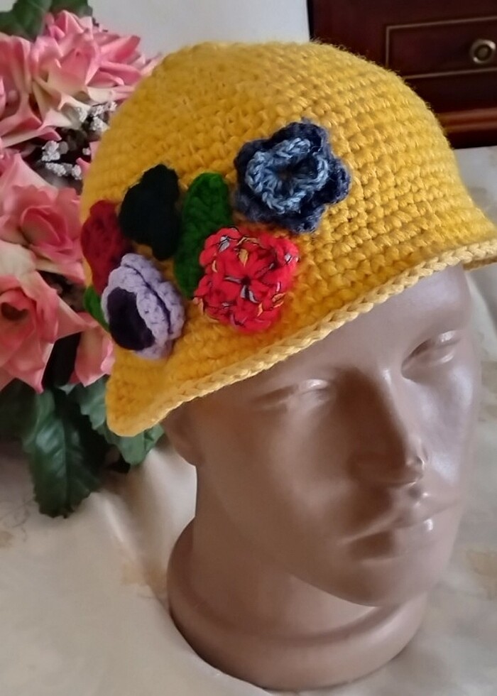 El örgüsü kışlık şapka  - Görsel 2