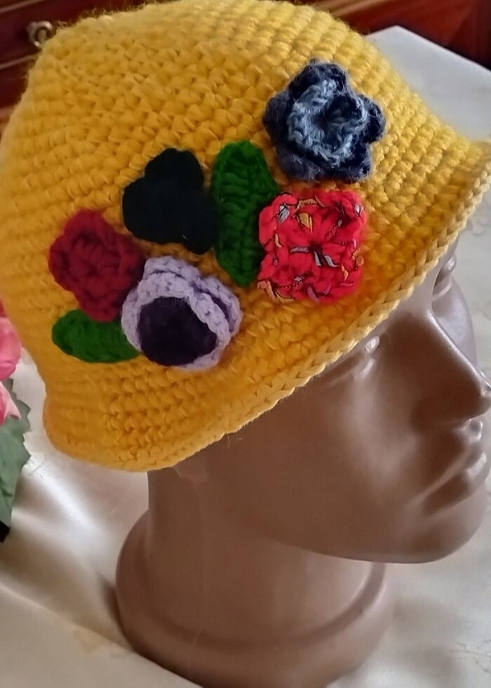 El örgüsü kışlık şapka  - Görsel 3