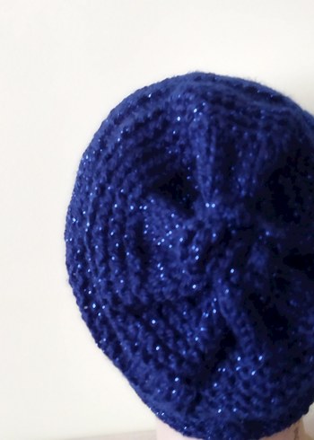 Kadın Mavi Örgü Bere - Görsel 3