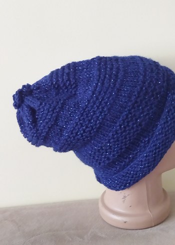 Kadın Mavi Örgü Bere - Görsel 2