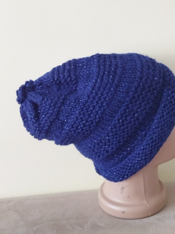 Kadın Mavi Örgü Bere - Görsel 2