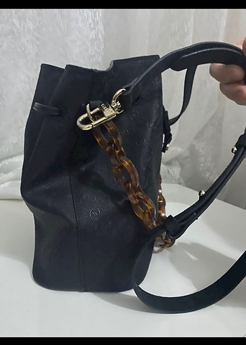 Zincir Detaylı Siyah Deri Kadın Çanta - Görsel 5