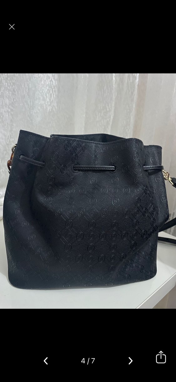 Zincir Detaylı Siyah Deri Kadın Çanta - Görsel 4