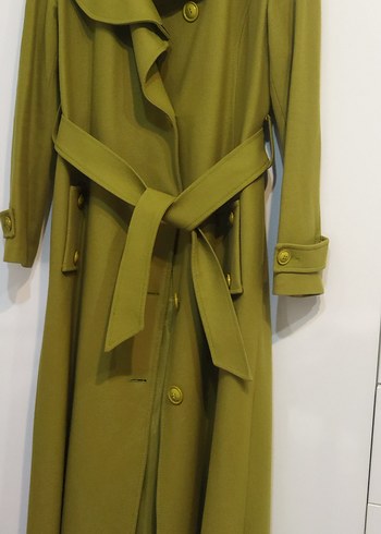 Düğmeli Uzun haki Kadın Kaban - Görsel 3