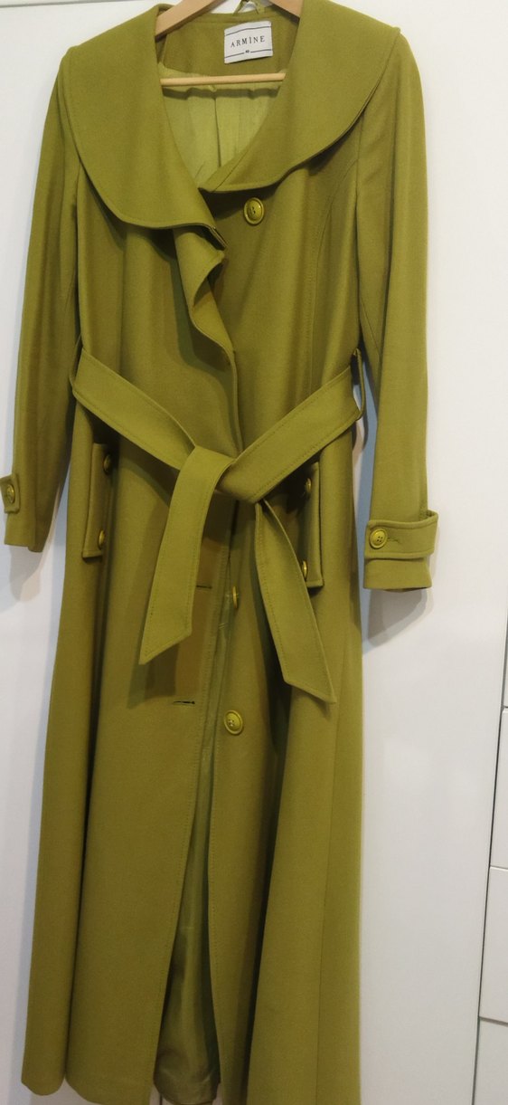 Düğmeli Uzun haki Kadın Kaban - Görsel 3