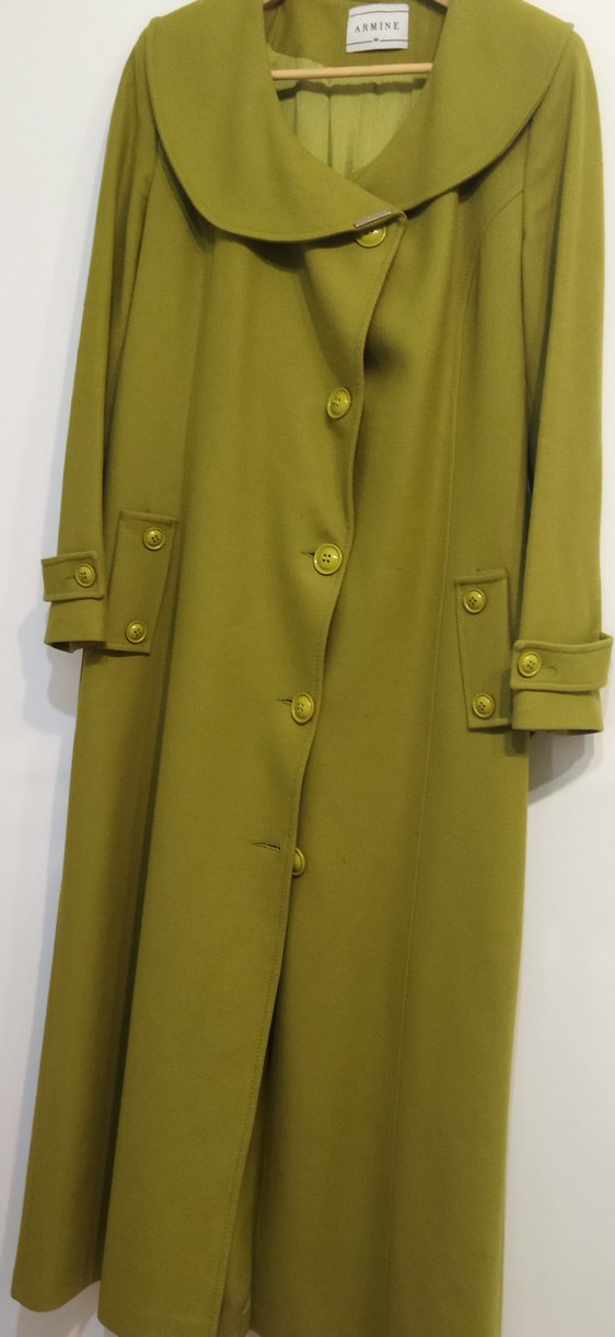 Düğmeli Uzun haki Kadın Kaban - Görsel 2