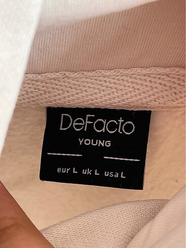 l Beden beyaz Renk Defacto Beyaz Kapüşonlu Sweatshirt