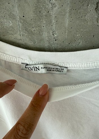 m Beden beyaz Renk Dilvin Beyaz Oversize Keten T-shirt