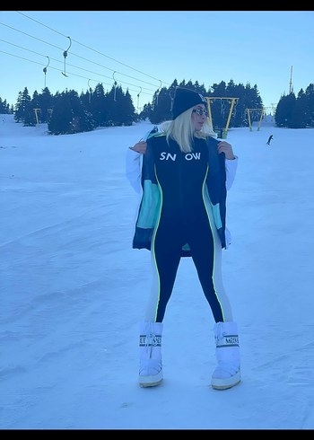 Twist Siyah Fermuarlı Kadın Termal Tulum - Görsel 9