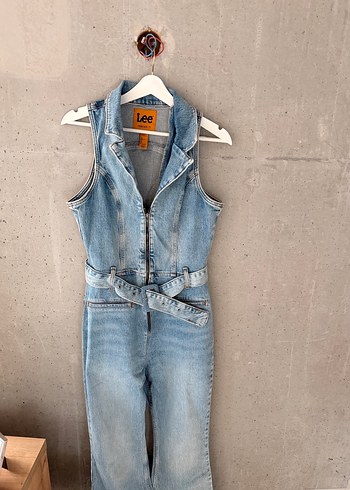 Kadın Kot Tulum, Kemerli, Straplez, Kolsuz - Görsel 5