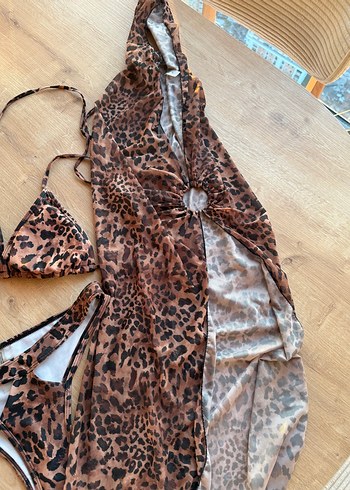 Bohem Leopar Desenli Kadın pareolu bikini takımı - Görsel 11