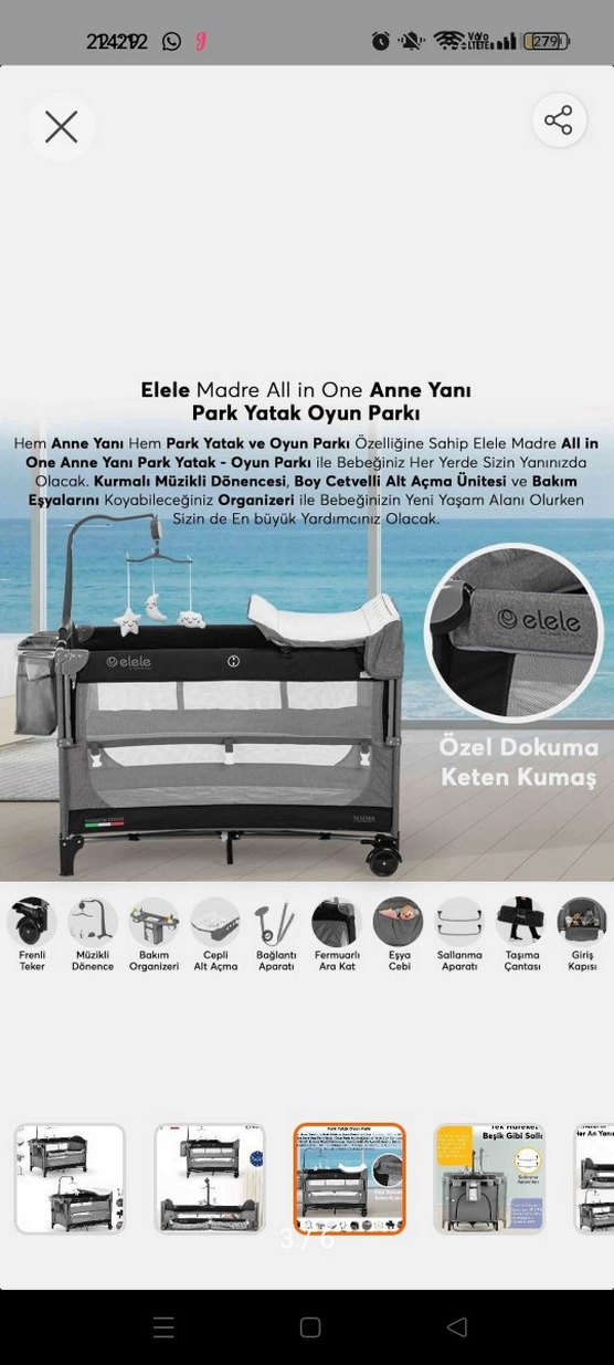 Gri Beşik Oyun Parkı Tüm Yataklara Uyumlu - Görsel 3