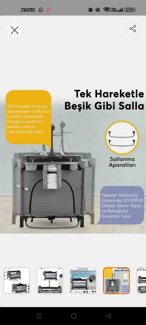 Gri Beşik Oyun Parkı Tüm Yataklara Uyumlu - Görsel 2