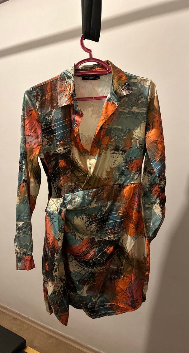 Kadın Çok Renkli Uzun Kollu Fitted Elbise - Görsel 2