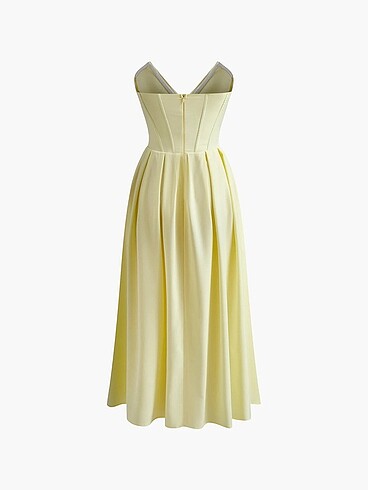 Straplez Pileli Abiye Elbise - Görsel 3