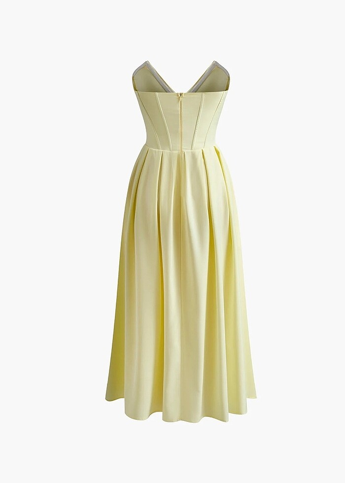 Straplez Pileli Abiye Elbise - Görsel 3