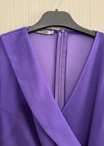 Kümene Mor Drapeli Midi Ofis Elbisesi - Görsel 3