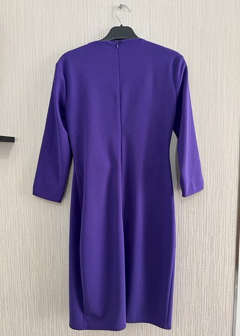 Kümene Mor Drapeli Midi Ofis Elbisesi - Görsel 5