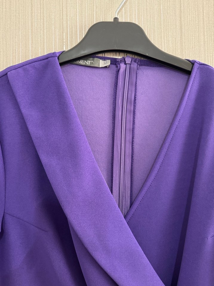 Kümene Mor Drapeli Midi Ofis Elbisesi - Görsel 3