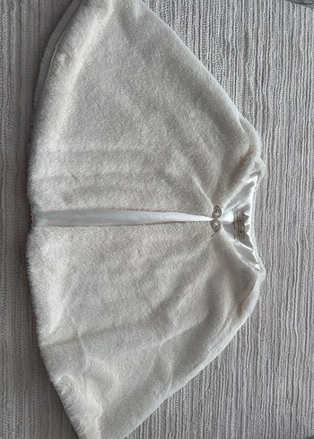 Beyaz broşlu Kürk Detaylı Bolero şal gelin şalı - Görsel 4