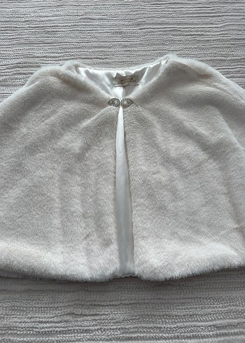 Beyaz broşlu Kürk Detaylı Bolero şal gelin şalı - Görsel 5