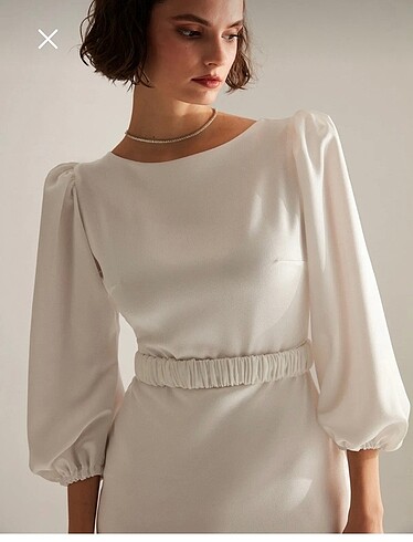 Zara Betty & Sam heleny özel tasarım saten beyaz nişan nikah elbisesi
