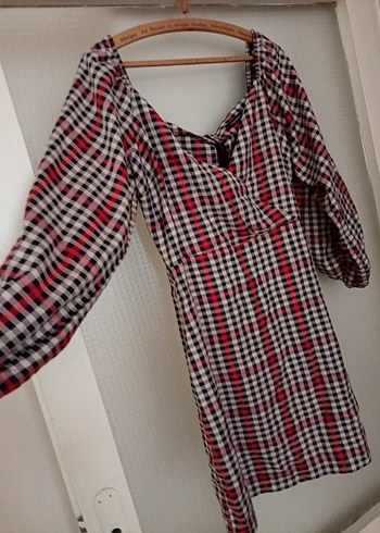 Uzun Kollu, Düğmeli, Renkli Kareli Midi Elbise - Görsel 4