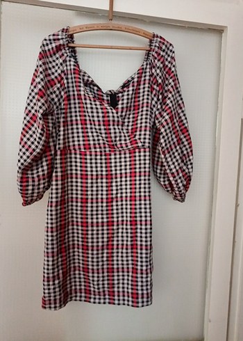 Uzun Kollu, Düğmeli, Renkli Kareli Midi Elbise - Görsel 5