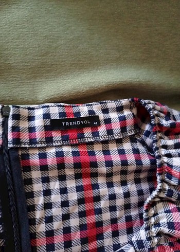 Uzun Kollu, Düğmeli, Renkli Kareli Midi Elbise - Görsel 6