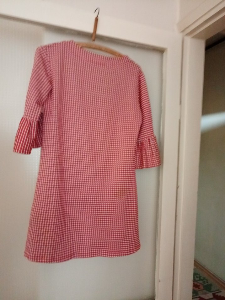 Kırmızı Kareli elbise - Görsel 2