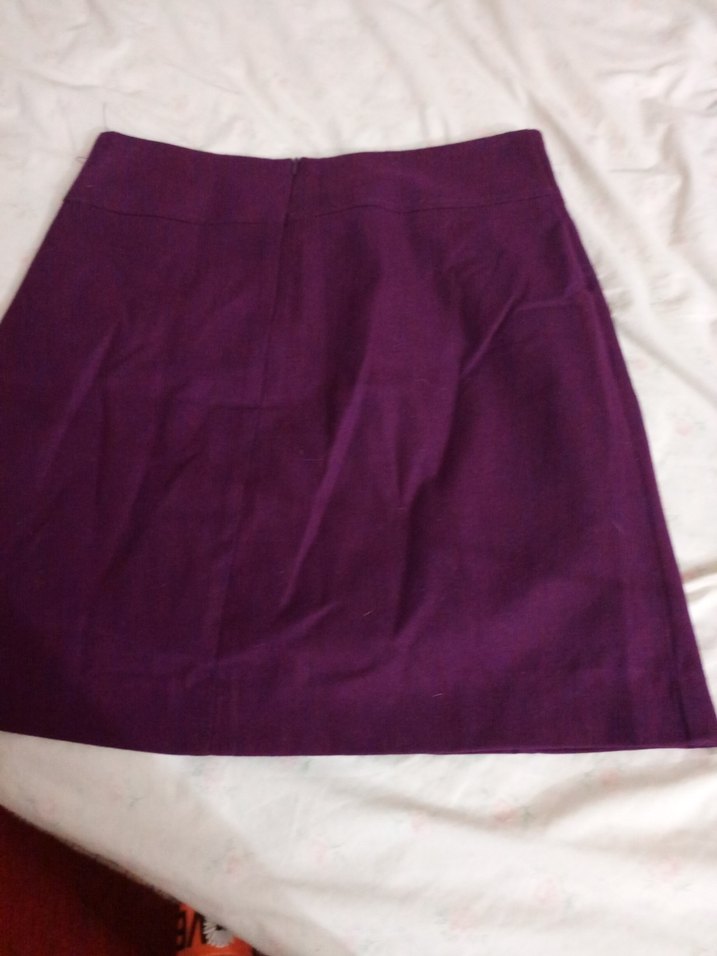 Mor Saten Drapeli Hamile Midi Etek - Görsel 2