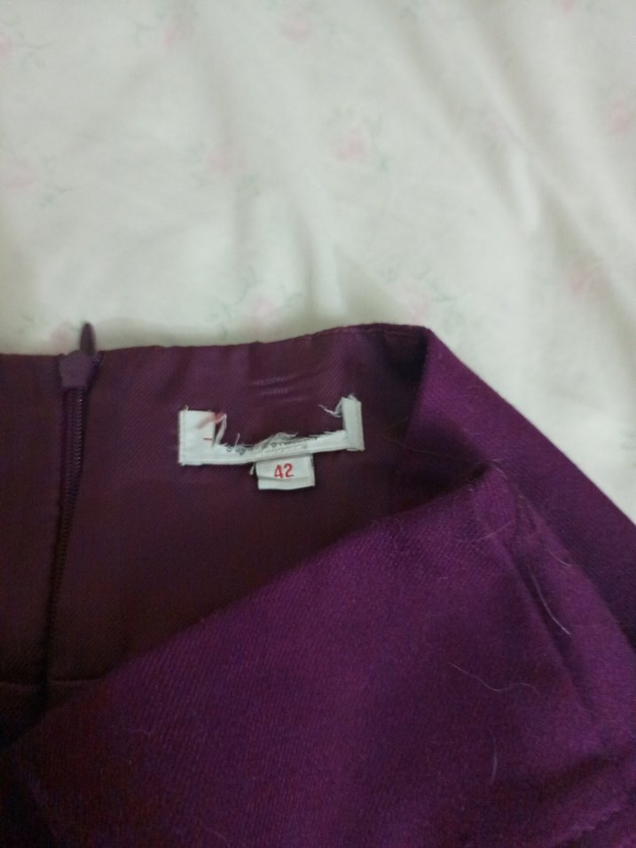 Mor Saten Drapeli Hamile Midi Etek - Görsel 4