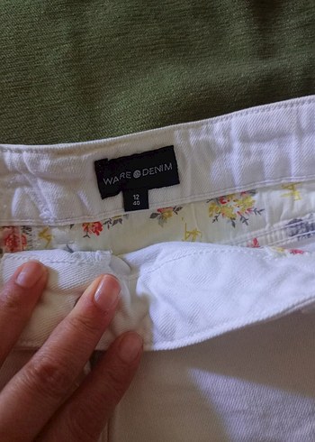 Beyaz Midi Keten Kadın Etek - Görsel 5