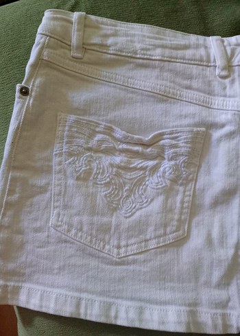 Beyaz Midi Keten Kadın Etek - Görsel 2