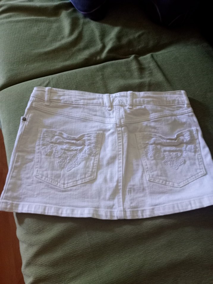 Beyaz Midi Keten Kadın Etek - Görsel 3