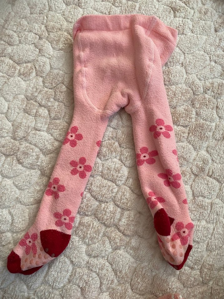 Çiçek Desenli Kız Çocuk havlu Külotlu Çorap - Görsel 2