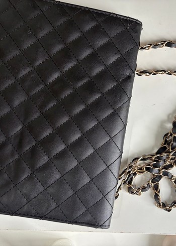 Zincir Detaylı Siyah Deri Kadın Çanta - Görsel 2