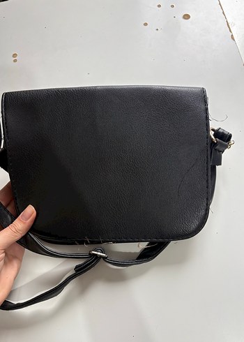 Siyah Deri Tokalı Kadın Çanta - Görsel 2