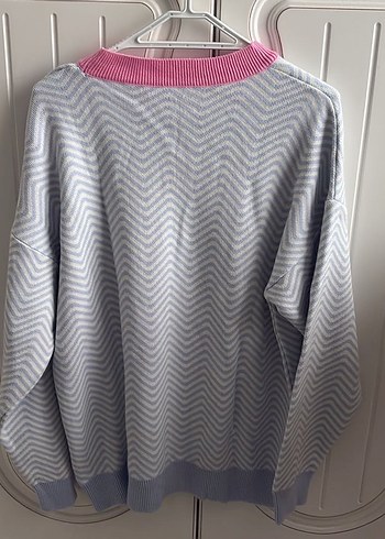 Pembe Baskılı Triko Kadın Kazak - Görsel 3