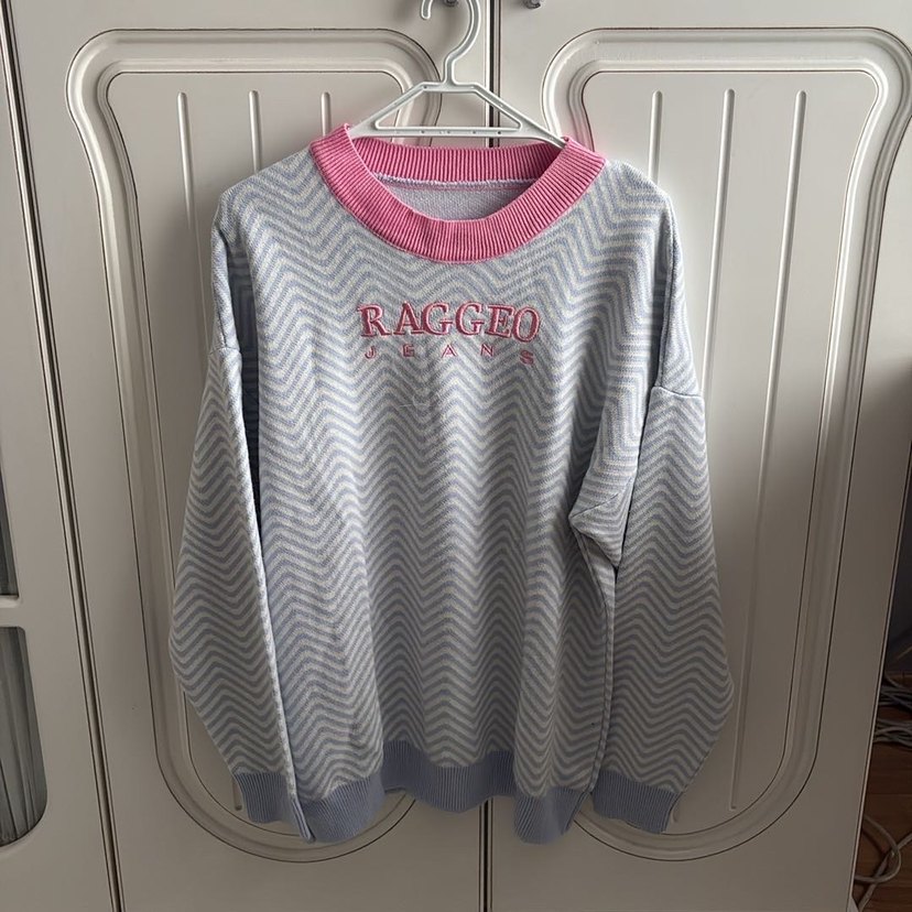 Pembe Baskılı Triko Kadın Kazak - Görsel 2