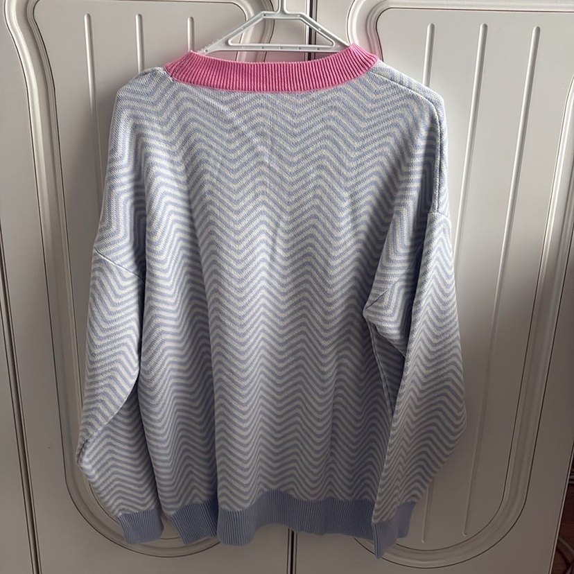 Pembe Baskılı Triko Kadın Kazak - Görsel 3