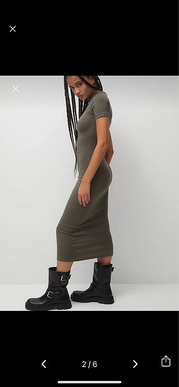 s Beden haki Renk Pull and bear midi elbise