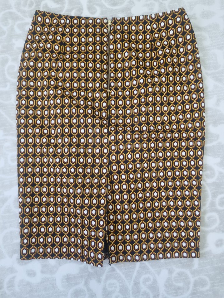 kumaş desenli kalem etek - Görsel 3