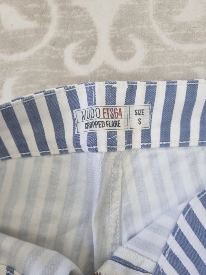 Mavi Çizgili Kadın Denim Pantolon - Görsel 2