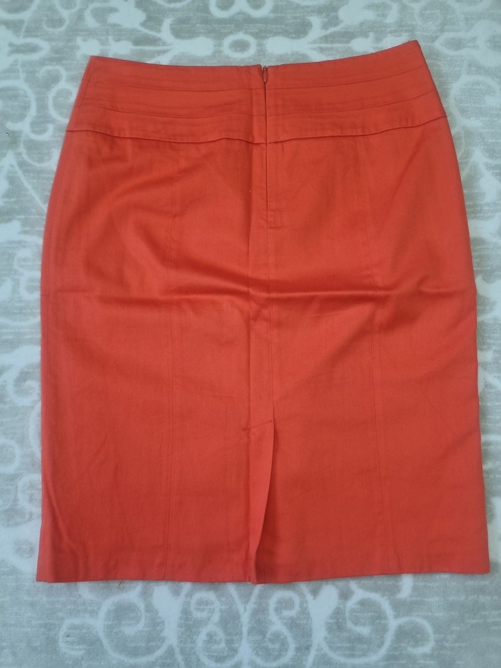 Kadın Kırmızı Piliseli Midi Kalem Etek - Görsel 3