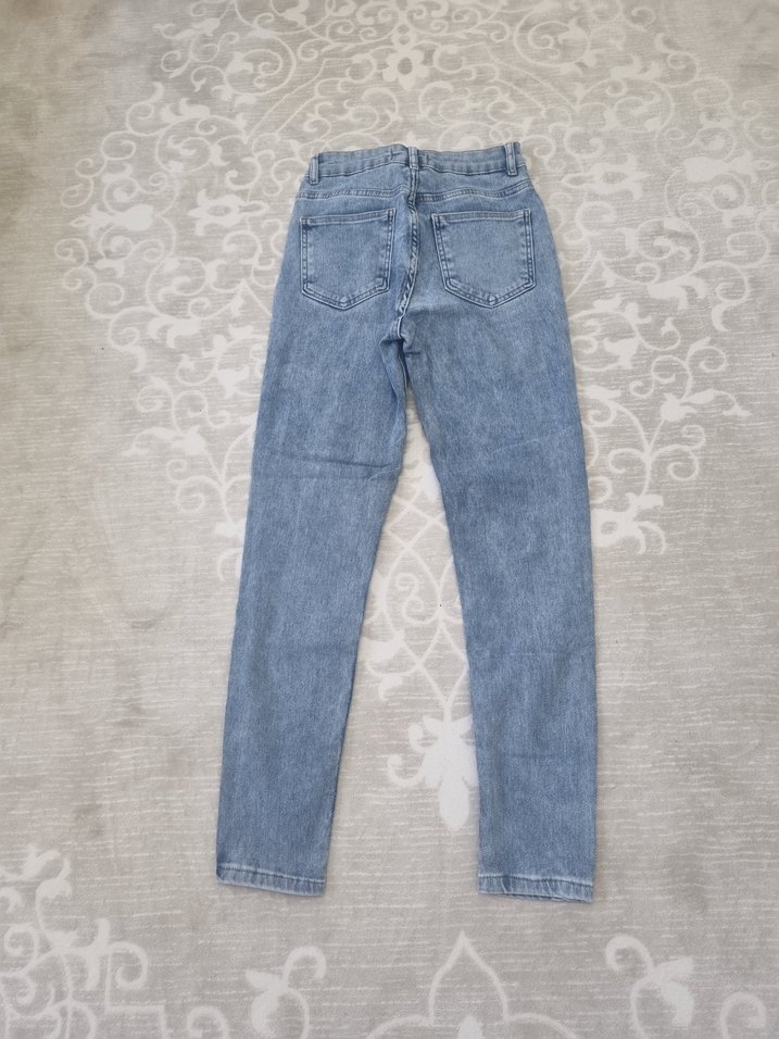 Mavi Gri Batik Desenli Kadın Denim Pantolon - Görsel 3